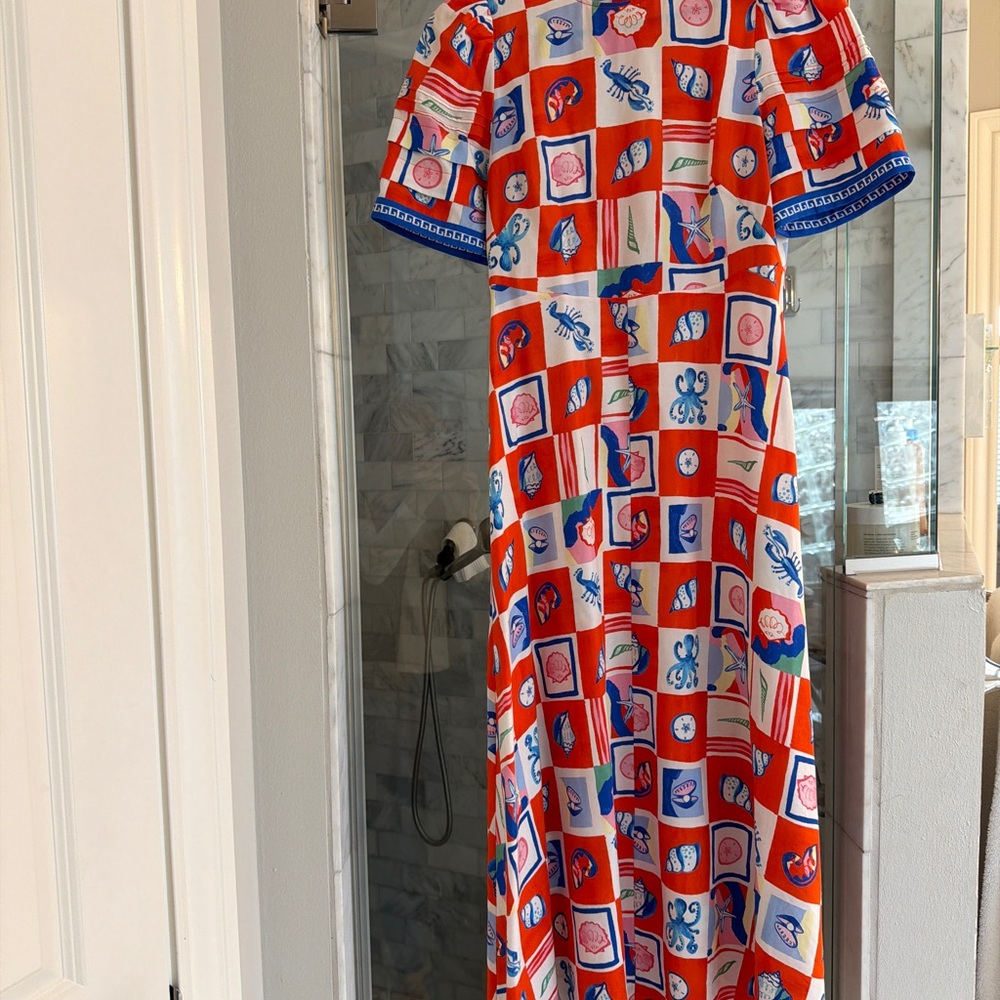 HUNTER BELL Red and Blue Patterned Maxi Dress